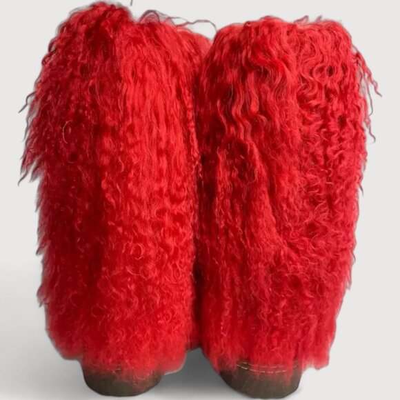 Bearpaw Boetis Red Curly Lamb Fur Sheepskin Lined Warm Mongolian Sherpa Boots 7 - Picture 5 of 8